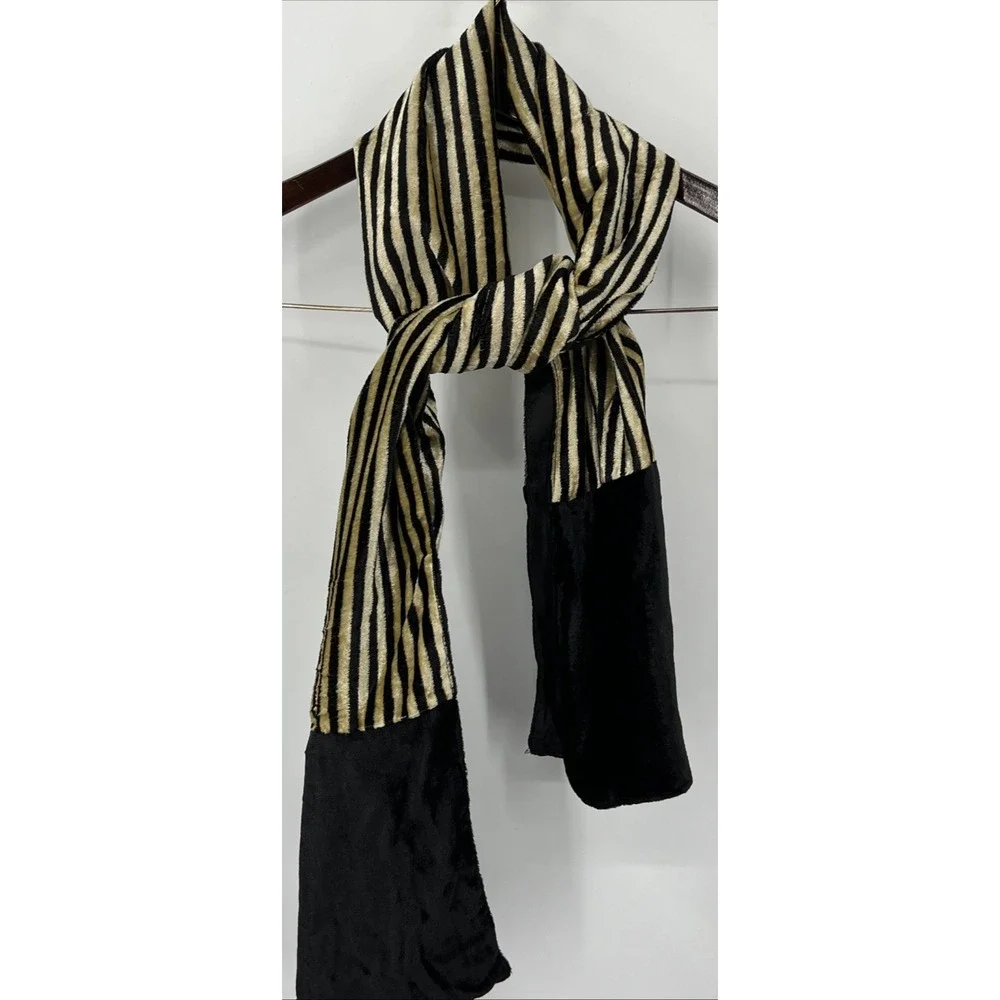 Vintage April Cornell Scarf Striped Velvet Lined Floral Boho Romantic‎